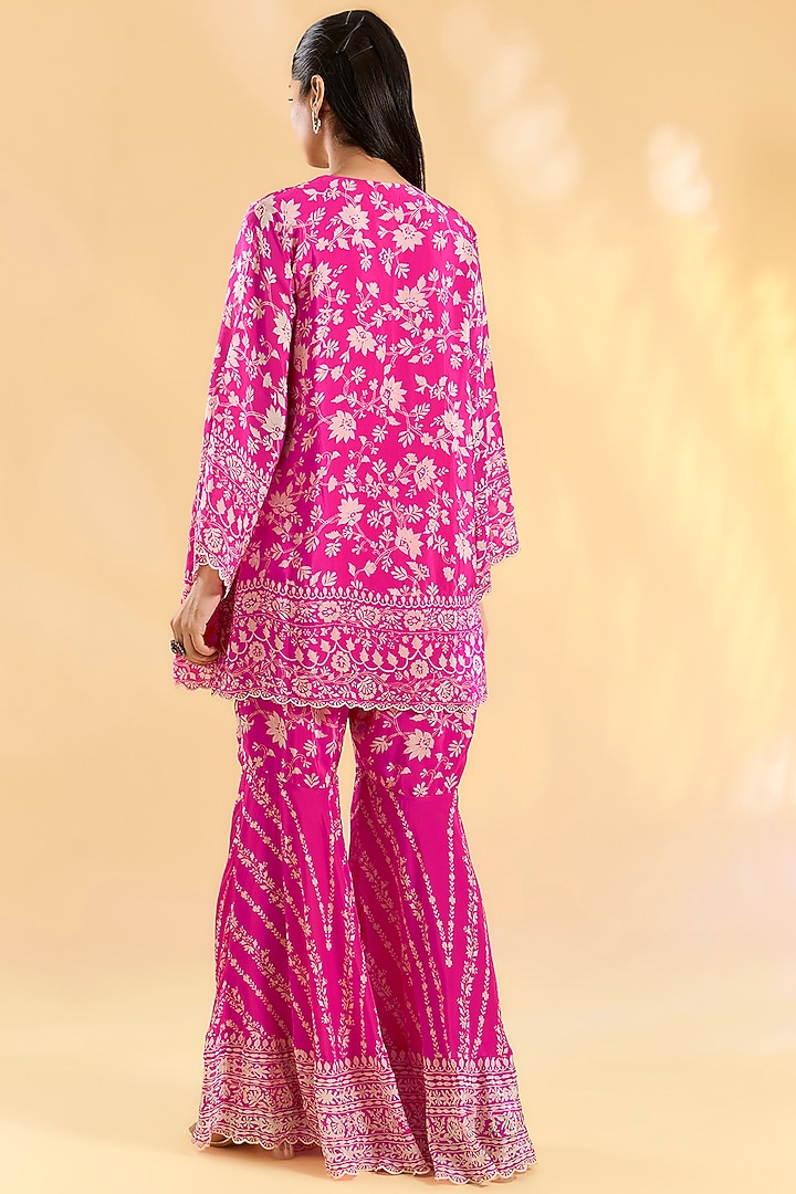 Rani Pink Crepe Gharara Set by Devika Bhayana at Pernia's Pop Up Shop