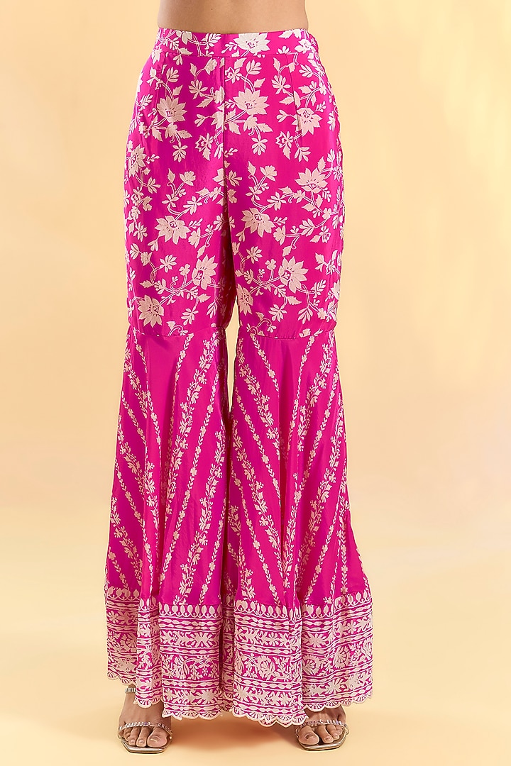 Rani Pink Crepe Gharara Set by Devika Bhayana at Pernia's Pop Up Shop
