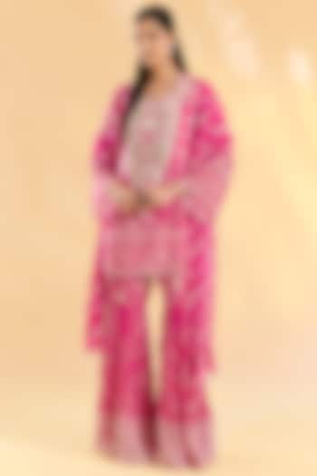 Rani Pink Crepe Gharara Set by Devika Bhayana at Pernia's Pop Up Shop