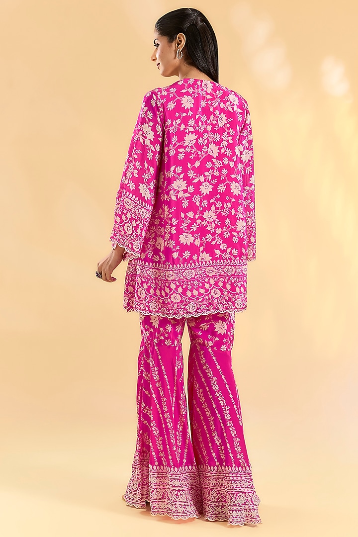 Rani Pink Crepe Gharara Set by Devika Bhayana at Pernia's Pop Up Shop
