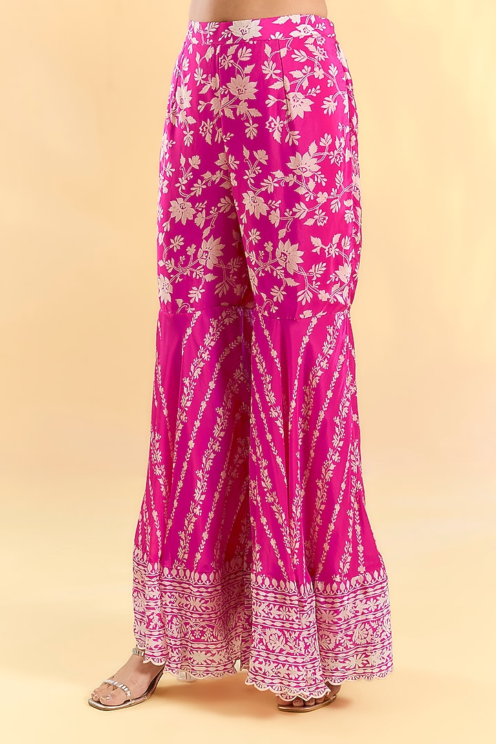 Rani Pink Crepe Gharara Set by Devika Bhayana at Pernia's Pop Up Shop