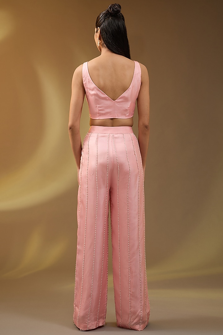 Pink Net Hand & Machine Embroidered Cape Set by Devika Bhayana at Pernia's Pop Up Shop