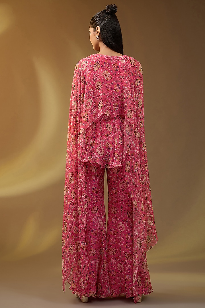 Pink Chiffon Printed Co-Ord Set by Devika Bhayana at Pernia's Pop Up Shop