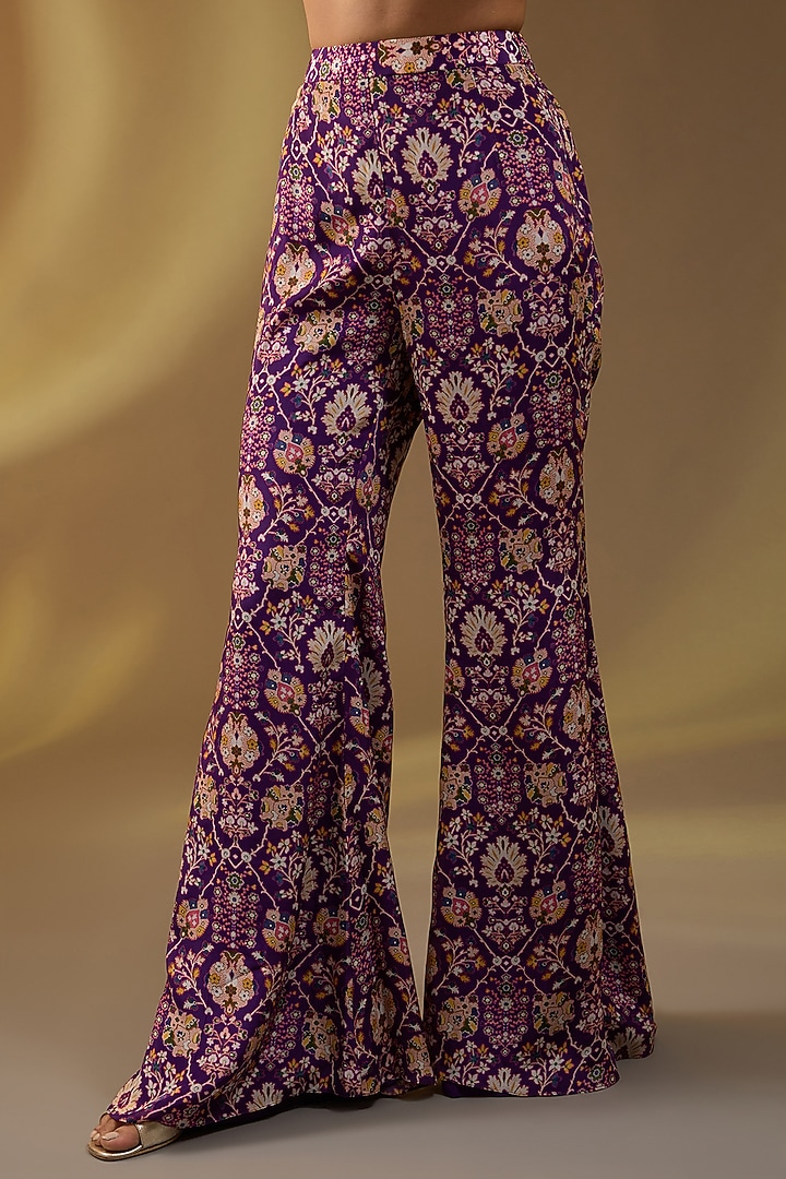Purple Crepe Printed Wedding Sharara Set by Devika Bhayana at Pernia's Pop Up Shop