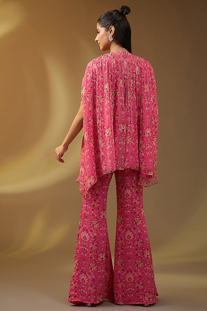 Pink Chiffon Printed Co-Ord Set by Devika Bhayana at Pernia's Pop Up Shop