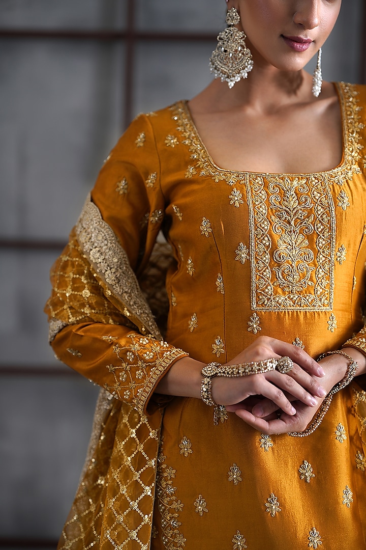 Mustard Banarasi Wedding Lehenga Set by Deepika Chadha at Pernia's Pop Up Shop