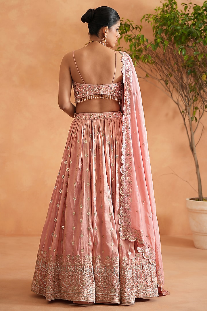 Pink Cosmo Embroidered Wedding Lehenga Set by Deepika Chadha at Pernia's Pop Up Shop