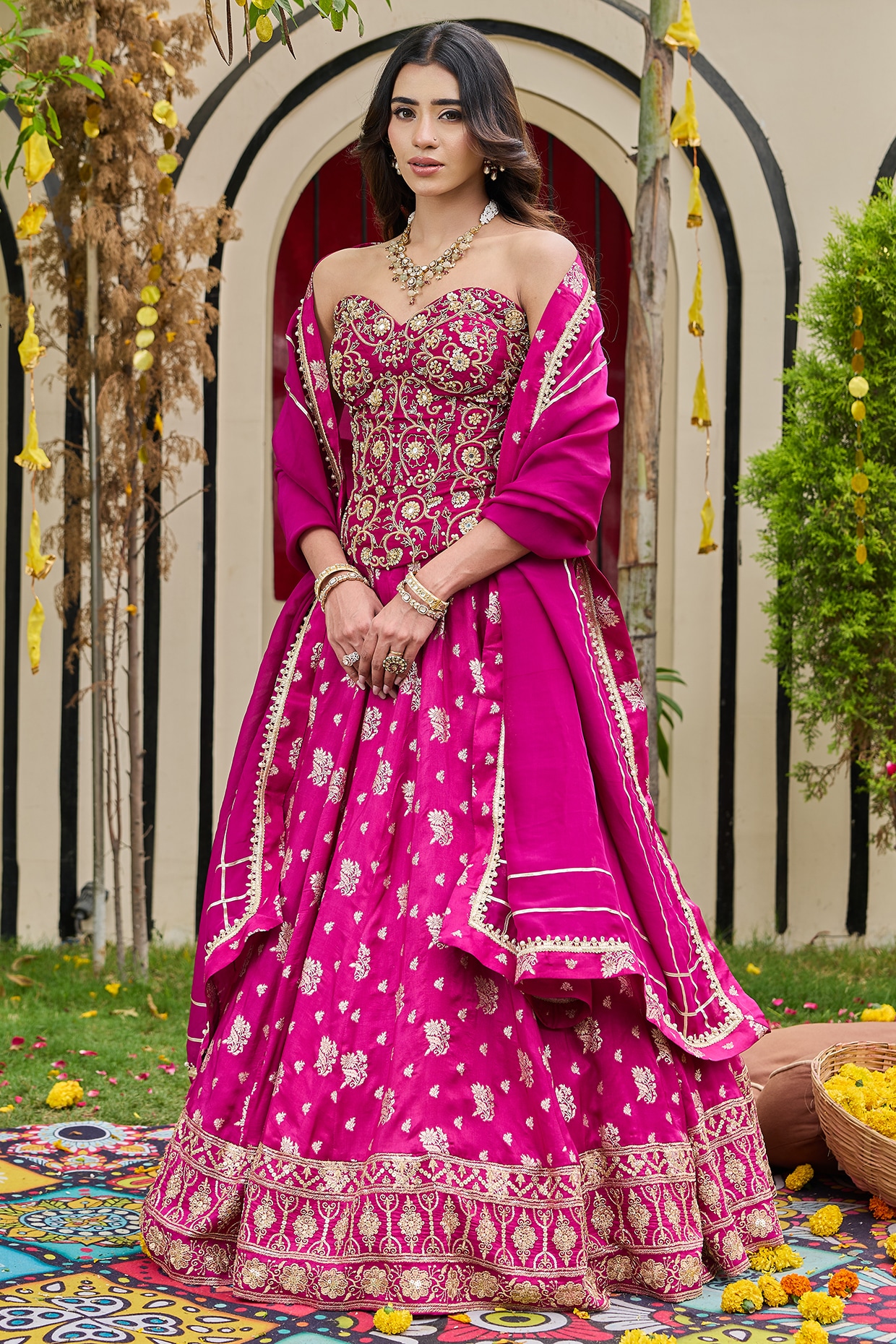 Deepika Chadha Plum Banarasi Silk Lehenga Set
