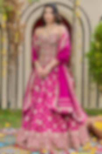 Plum Banarasi Silk Wedding Lehenga Set by Deepika Chadha at Pernia's Pop Up Shop