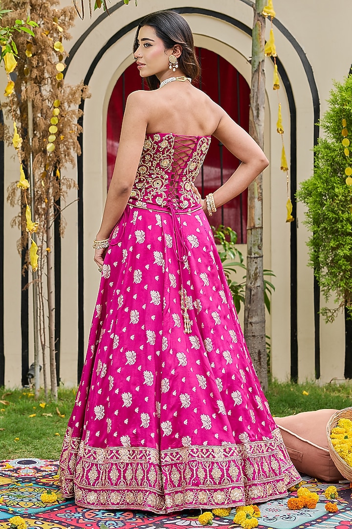 Plum Banarasi Silk Wedding Lehenga Set by Deepika Chadha at Pernia's Pop Up Shop