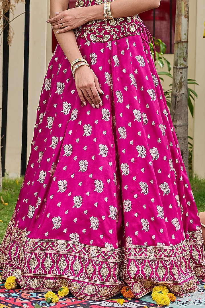 Plum Banarasi Silk Wedding Lehenga Set by Deepika Chadha at Pernia's Pop Up Shop