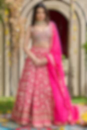 Fuchsia Banarasi Silk Wedding Lehenga Set by Deepika Chadha at Pernia's Pop Up Shop