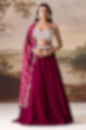 Purple Velvet Wedding Lehenga Set by Deepika Chadha at Pernia's Pop Up Shop