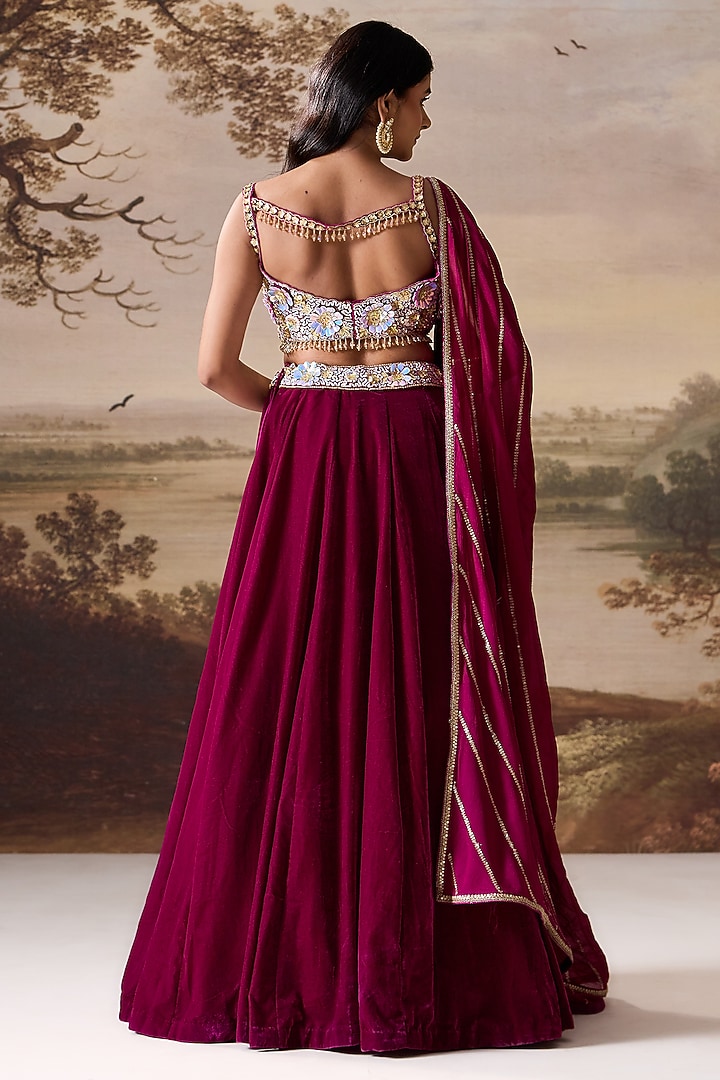 Purple Velvet Wedding Lehenga Set by Deepika Chadha at Pernia's Pop Up Shop