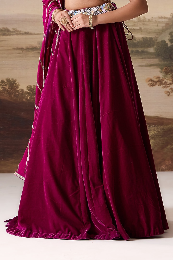 Purple Velvet Wedding Lehenga Set by Deepika Chadha at Pernia's Pop Up Shop