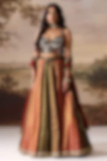 Olive Green Cosmos Wedding Lehenga Set by Deepika Chadha at Pernia's Pop Up Shop