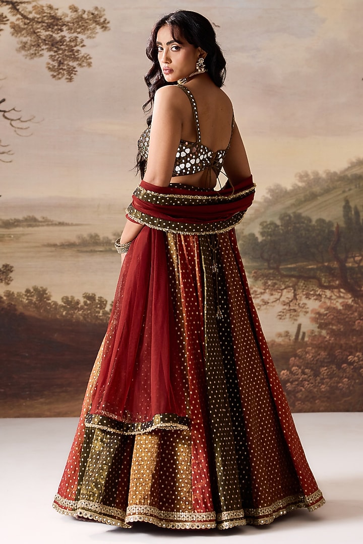 Olive Green Cosmos Wedding Lehenga Set by Deepika Chadha at Pernia's Pop Up Shop