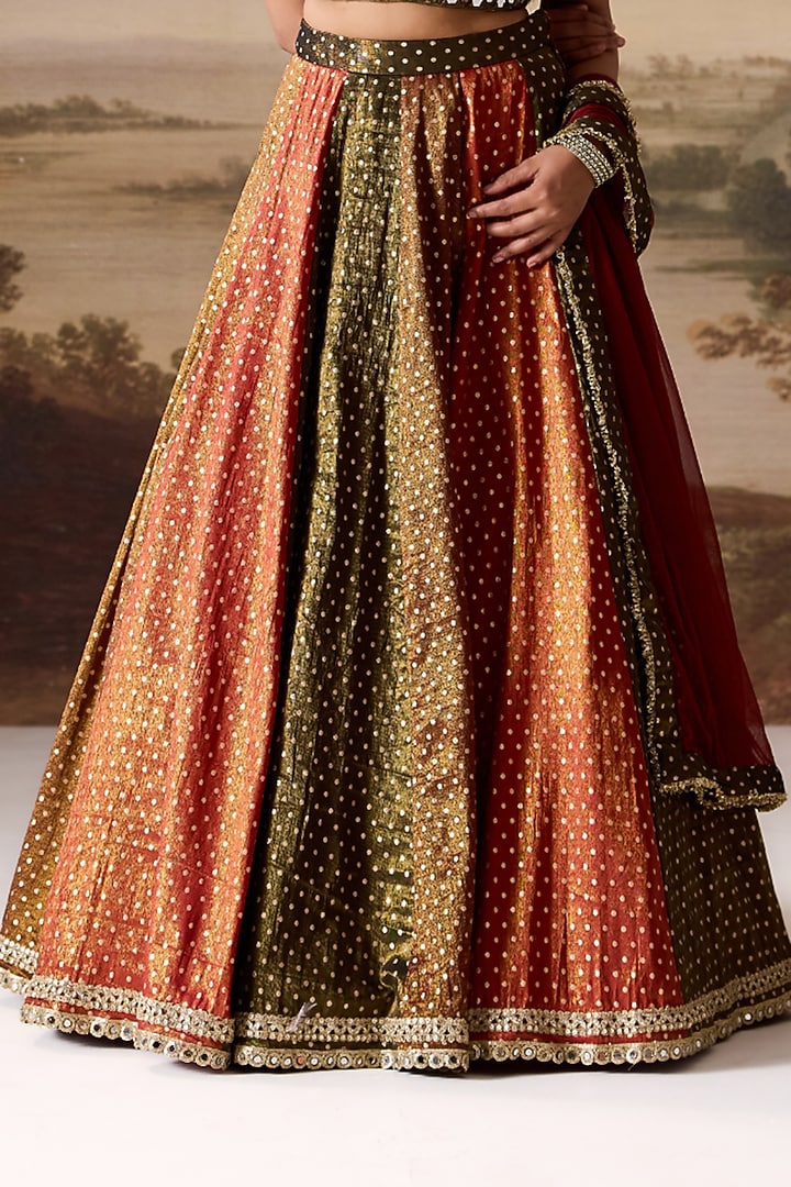 Olive Green Cosmos Wedding Lehenga Set by Deepika Chadha at Pernia's Pop Up Shop