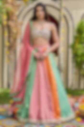 Multi-Colored Cosmos Boota Wedding Lehenga Set by Deepika Chadha at Pernia's Pop Up Shop