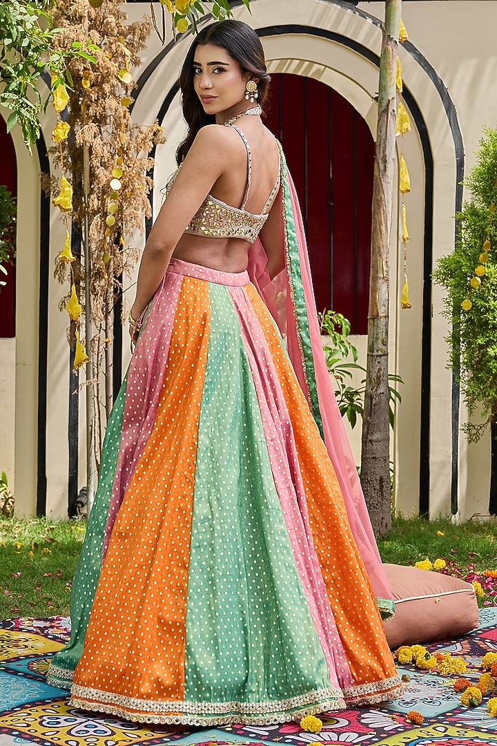 Multi-Colored Cosmos Boota Wedding Lehenga Set by Deepika Chadha at Pernia's Pop Up Shop