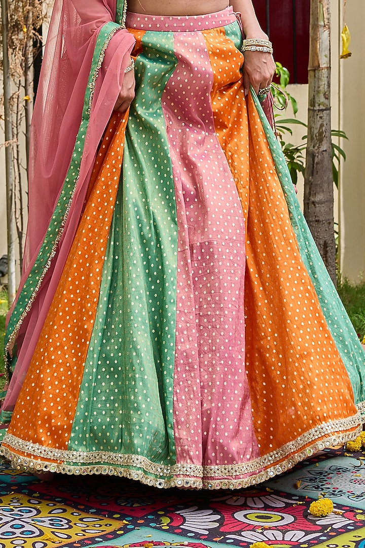 Multi-Colored Cosmos Boota Wedding Lehenga Set by Deepika Chadha at Pernia's Pop Up Shop