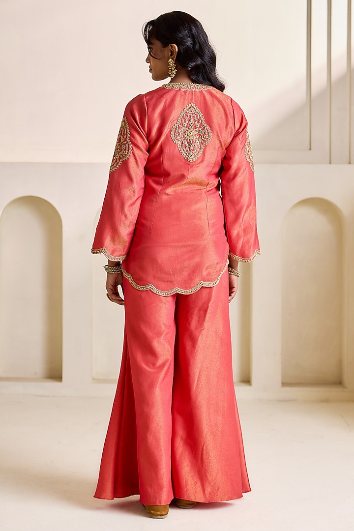 Orange Cosmos Dabka Embroidered Kurta Set by Deepika Chadha at Pernia's Pop Up Shop