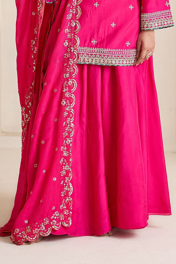 Fuchsia Upada Silk Wedding Sharara Set by Deepika Chadha at Pernia's Pop Up Shop