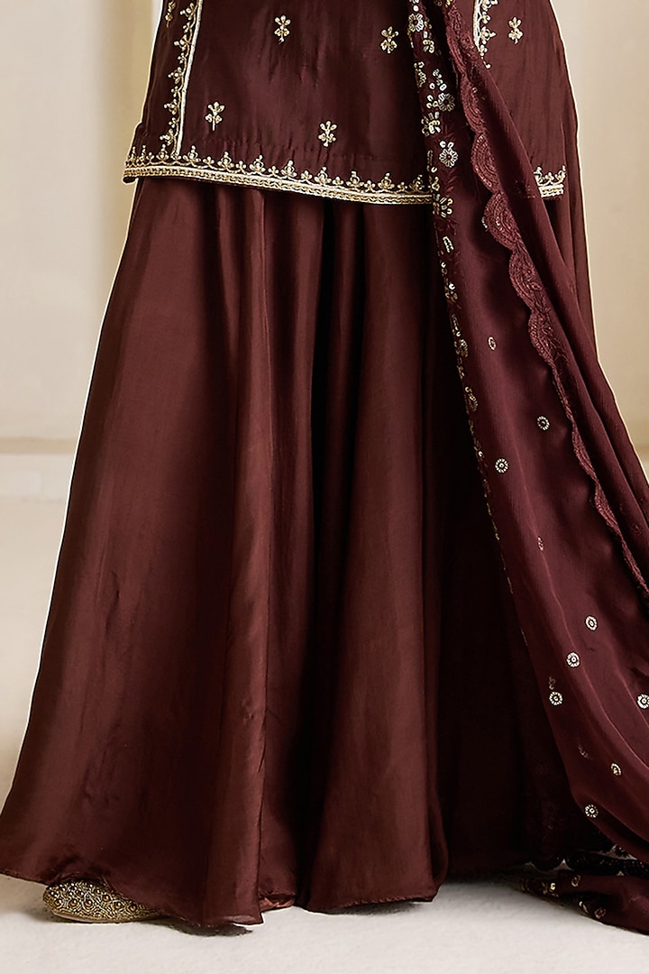 Brown Upada Silk Wedding Sharara Set by Deepika Chadha at Pernia's Pop Up Shop