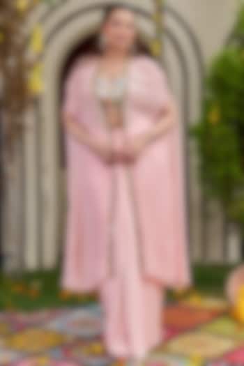Blush Pink Lycra Draped Skirt Set by Deepika Chadha at Pernia's Pop Up Shop