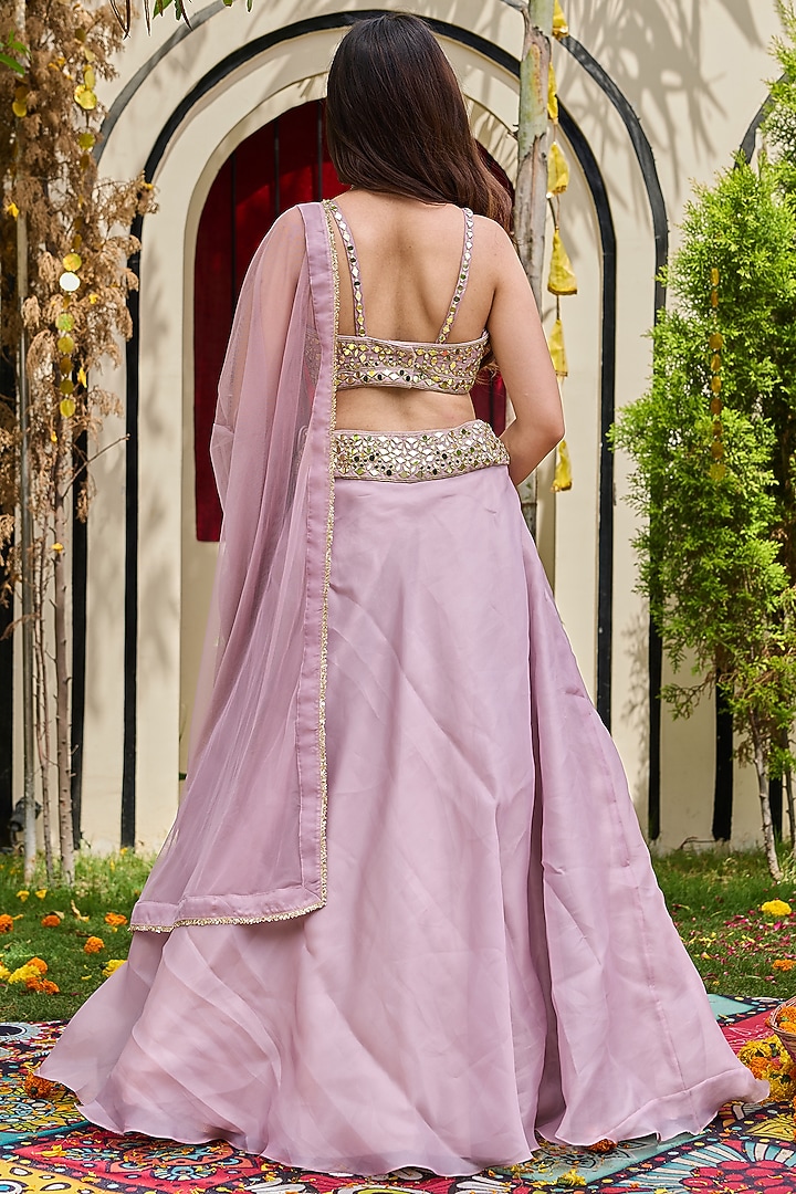 Mauve Organza Wedding Lehenga Set by Deepika Chadha at Pernia's Pop Up Shop