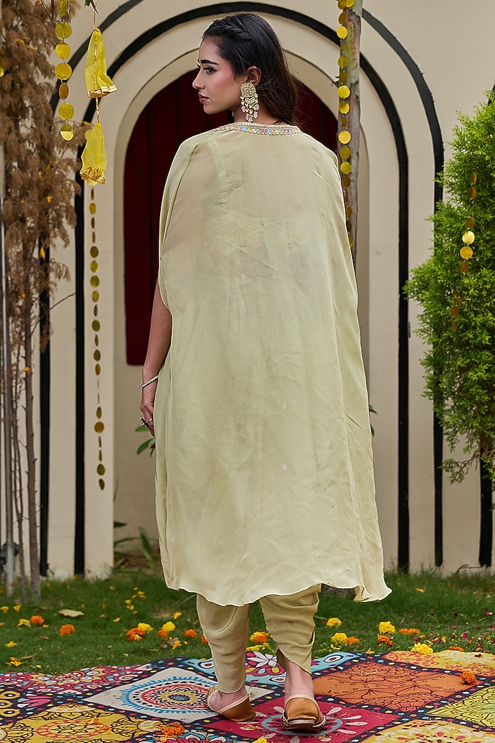 Sage Green Organza Cape Set by Deepika Chadha at Pernia's Pop Up Shop