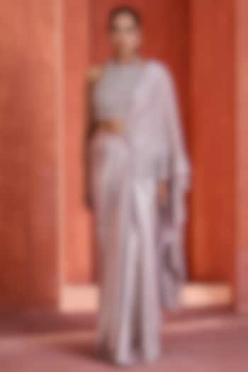 Rose Gold Sandwash Draped Skirt Set by Deepika Chadha at Pernia's Pop Up Shop
