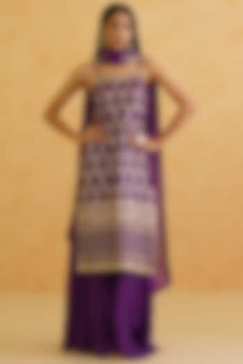 Purple Sheesha Crepe Sharara Set by Deepika Chadha at Pernia's Pop Up Shop