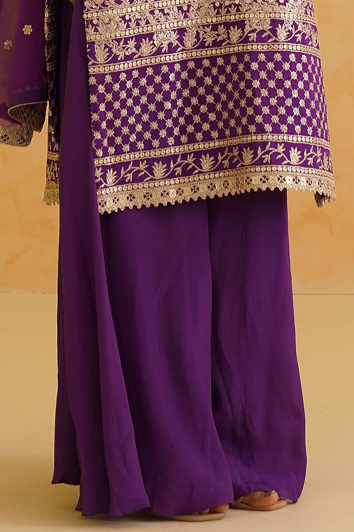 Purple Sheesha Crepe Wedding Sharara Set by Deepika Chadha at Pernia's Pop Up Shop