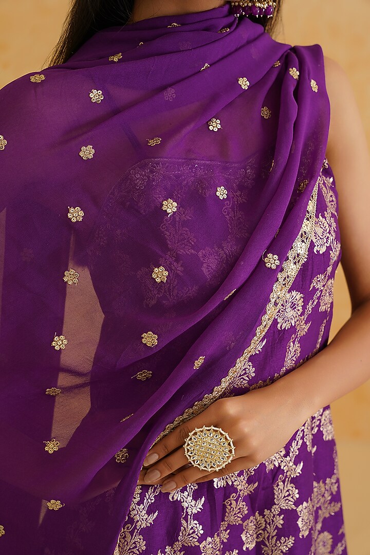 Purple Sheesha Crepe Wedding Sharara Set by Deepika Chadha at Pernia's Pop Up Shop