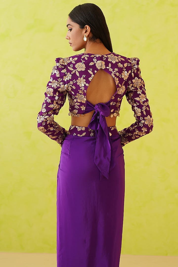 Purple Sheesha Crepe Dhoti Set by Deepika Chadha at Pernia's Pop Up Shop