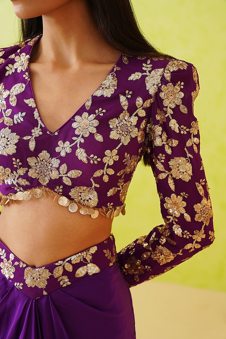 Purple Sheesha Crepe Dhoti Set by Deepika Chadha at Pernia's Pop Up Shop