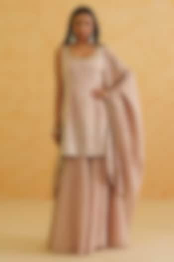 Blush Pink Georgette Tissue Sharara Set by Deepika Chadha at Pernia's Pop Up Shop