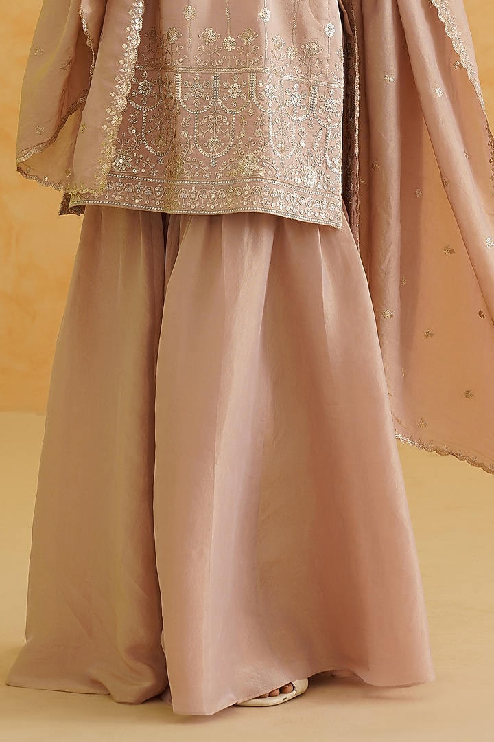 Blush Pink Georgette Tissue Wedding Sharara Set by Deepika Chadha at Pernia's Pop Up Shop
