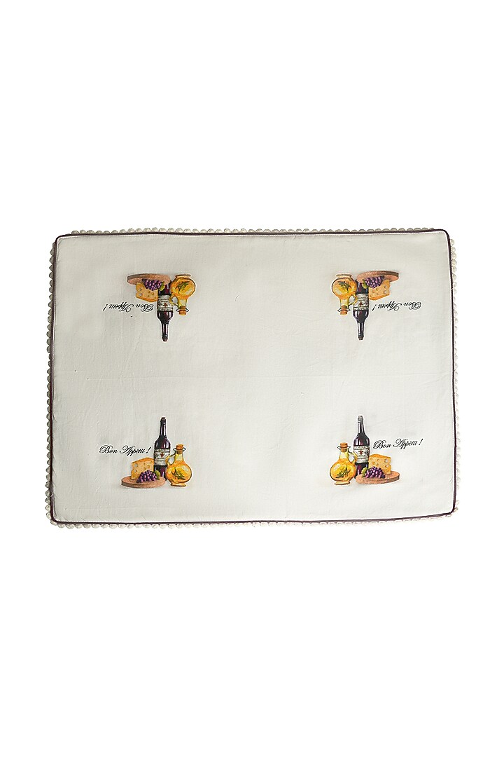 White Organic Cotton Crimson Easter Table Mat Set by DE CHEVALERiE en Rouge at Pernia's Pop Up Shop