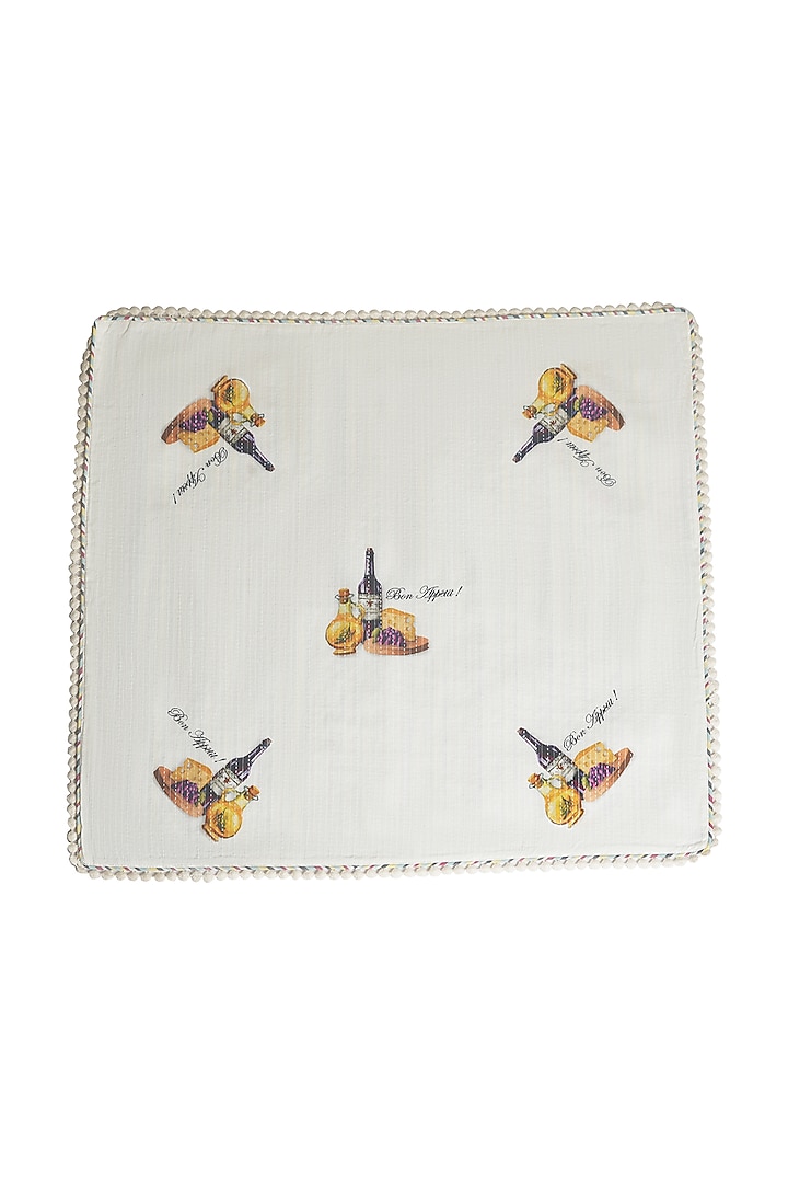 White Organic Cotton Crimson Easter Table Napkin Set by DE CHEVALERiE en Rouge at Pernia's Pop Up Shop