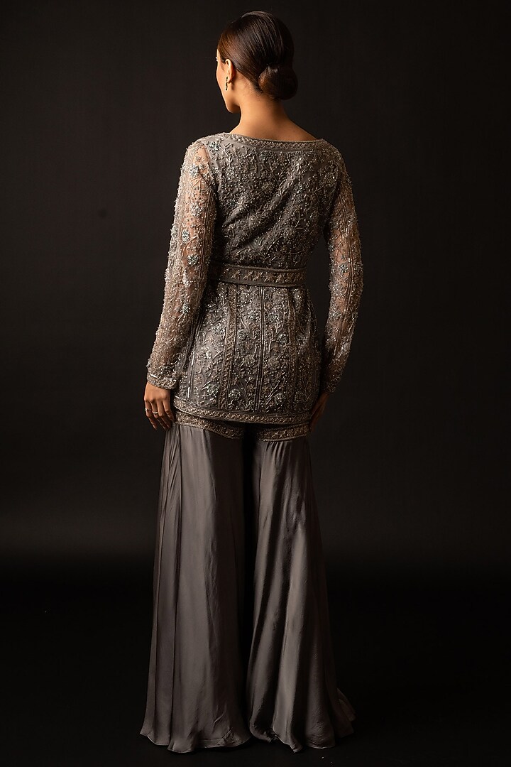 Grey Satin Pant Set by December at Pernia's Pop Up Shop