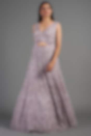 Mauve Hand Embroidered Gown by December