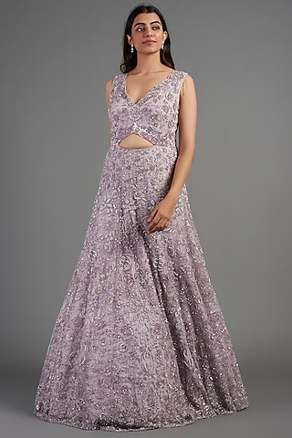 Mauve Hand Embroidered Gown by December