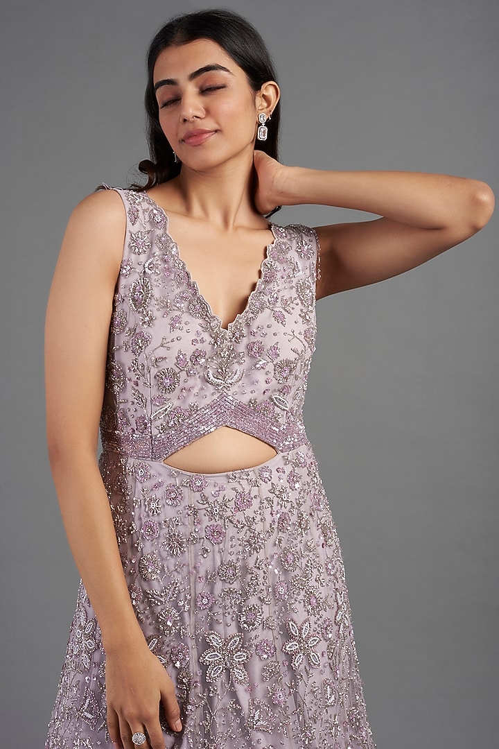 Mauve Hand Embroidered Gown by December at Pernia's Pop Up Shop