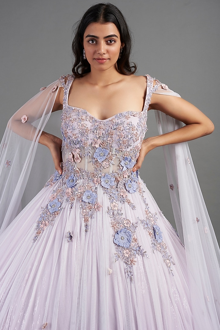 Mauve Embroidered Ball Gown by December at Pernia's Pop Up Shop