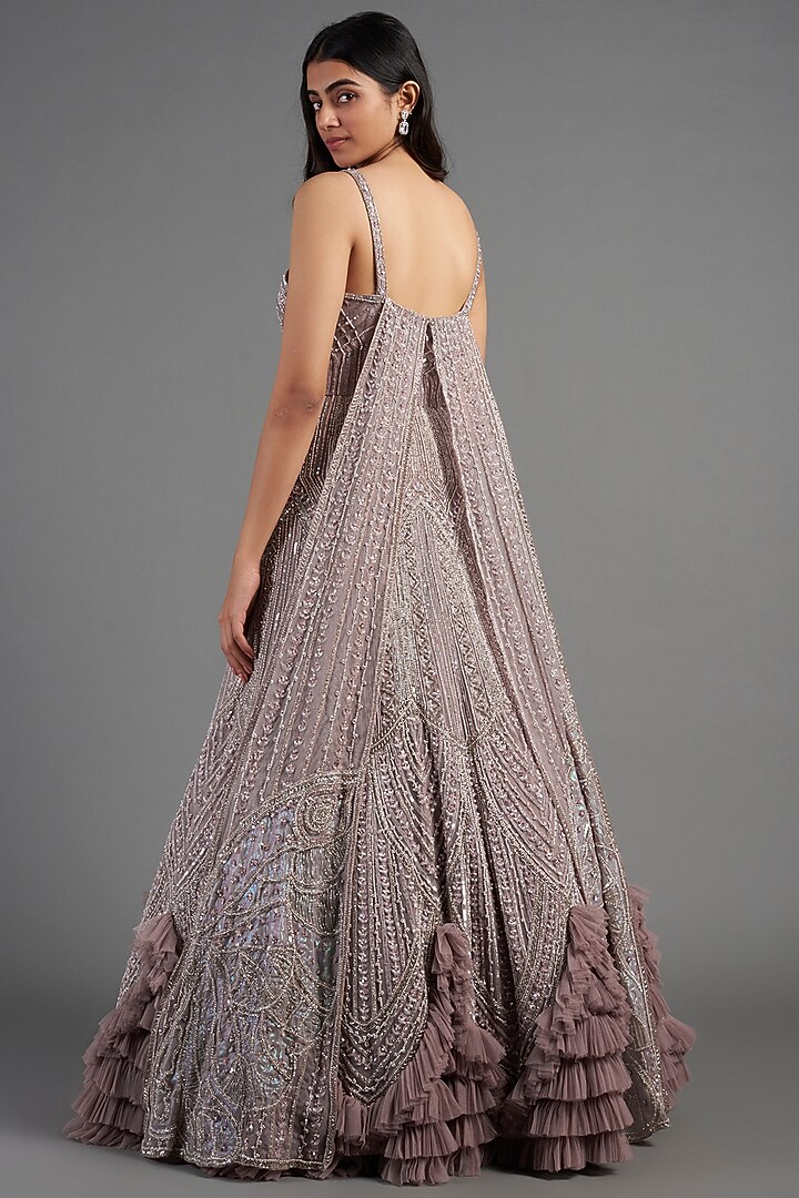 Purple Net Embroidered Gown by December at Pernia's Pop Up Shop