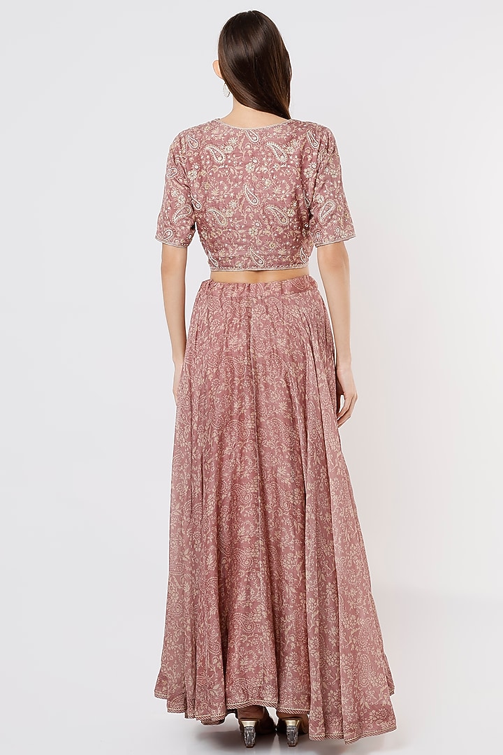 Mauve Printed Wedding Lehenga Set by Deep thee at Pernia's Pop Up Shop