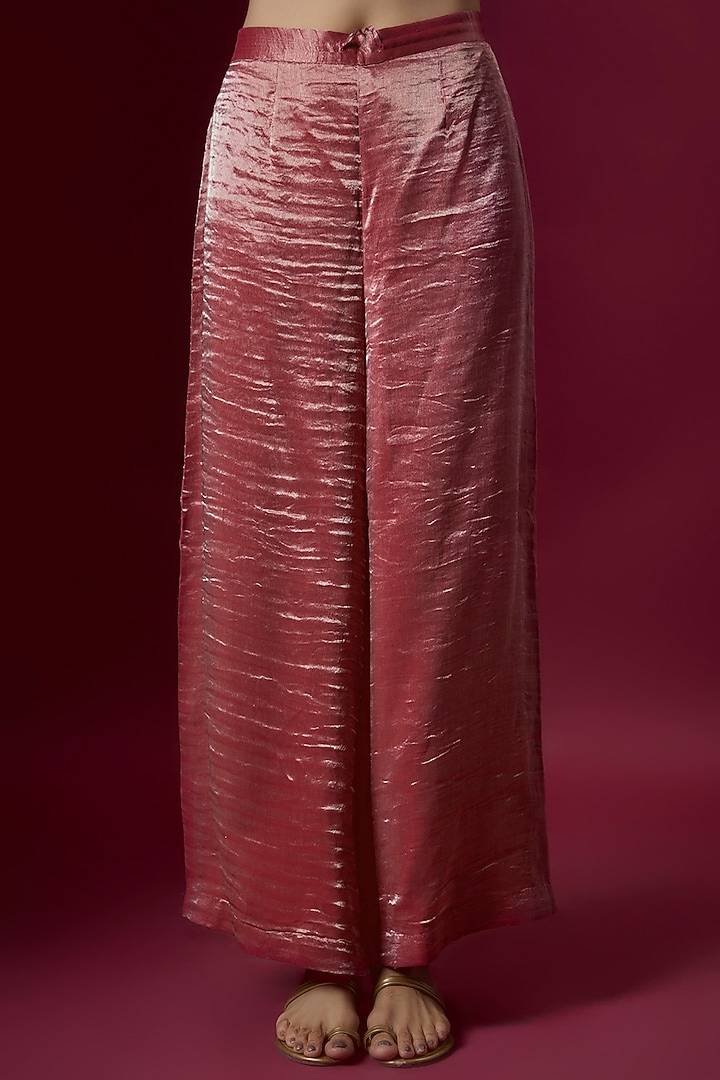 Red Chanderi & Tissue Embroidered Cape Set by Deep thee at Pernia's Pop Up Shop