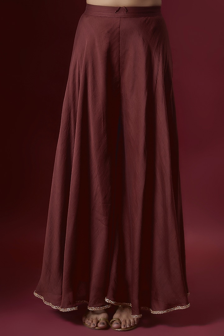 Wine Chanderi Wedding Sharara Set by Deep thee at Pernia's Pop Up Shop